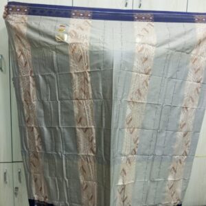 Swaj Exclusive Silver Grey & Tan Karukaj Luxury Lungi - (Premium Edition)