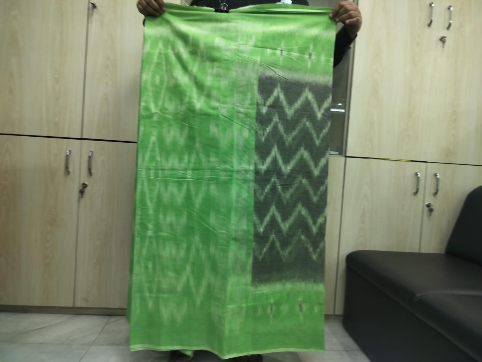 Exclusive Light Green Ikat Cotton Saree - আভিজাত্যপূর্ণ সবুজ সুতি শাড়ি