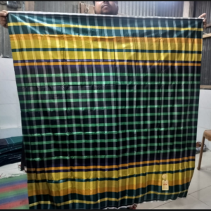 Premium Green & Yellow Multi-Check Karukaj Lungi - প্রিমিয়াম গ্রিন ও ইয়েলো চেক কারুকাজ লুঙ্গি