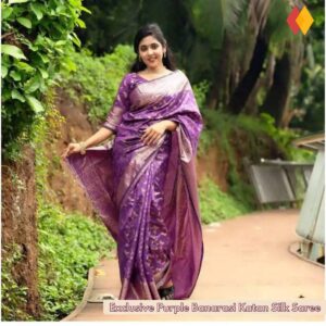 Exclusive Deep Purple Banarasi Katan Silk Saree - গর্জিয়াস বেগুনি বেনারসি কাতান সিল্ক শাড়ি