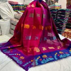 Exclusive Magenta & Purple Cotton Saree - ম্যাজেন্টা ও বেগুনি ট্র্যাডিশনাল কটন শাড়ি